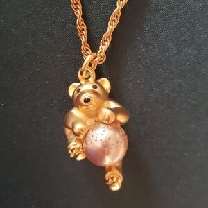 Joan Rivers bear with pearl pendant Necklace